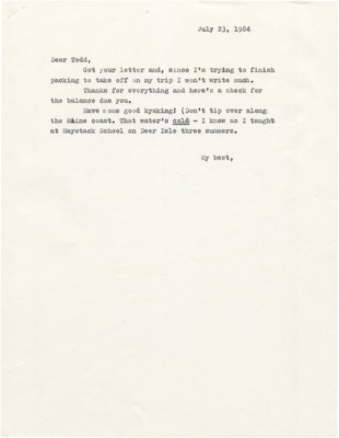 Hal Riegger provides Todd Sullivan with his payment and wishes him well.