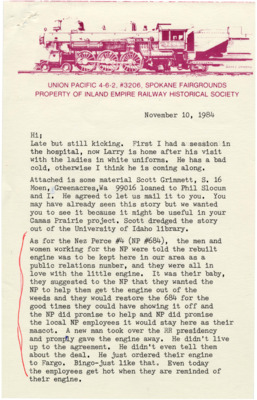Correspondence between Maynard Rikerd and Hal Riegger regarding history surrounding the Camas Prairie Book Project.
