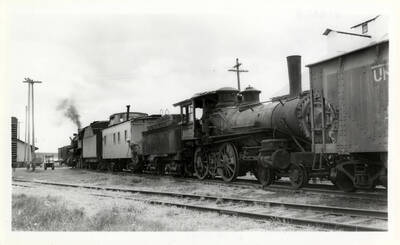 Northern Pacific Train Engine 1521 switching with NP&I Engine 9 at Craigmont to take Engine 4 all the way to Lewiston. More views of the switching of engines.