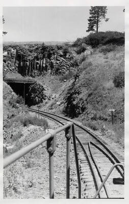 Approach to Tunnel No. 5 near the top of the grade out of Lapwai Canyon as seen from UP GPg No. 246 on the Grangeville Local.