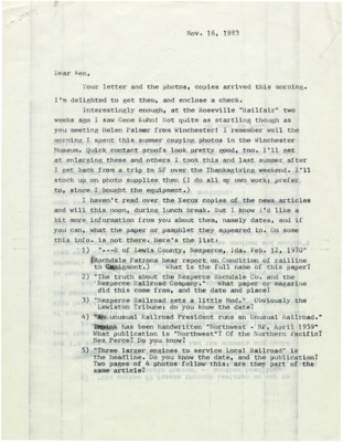 A letter from Hal Riegger to Ken Brovald. Riegger is sending Brovald a check for some photocopies.