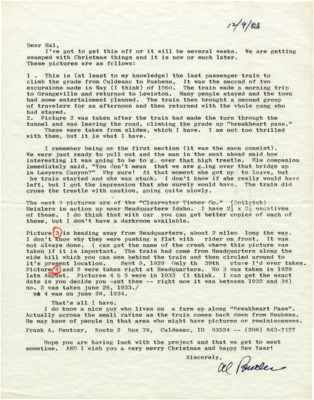 Correspondence between Al Butler and Hal Riegger, discussing more descriptions of pictures in an attempt to finish work before Christmas.