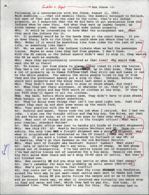 Transcript from Hal Riegger's interview with retired auditor and agent Ron Jones.