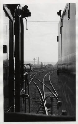 View from the cab - UP GPg No. 246 ready to leave East Lewiston with the Grangeville Local, train No. 858