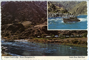 Postcard of the Snake River Mail Boat.