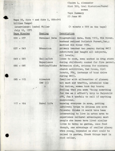 Detailed summary index of the interview with Lillian Yangel.