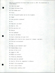 Index and transcript of the interview with Sonja Christine Clyne.