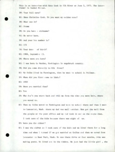 Transcript of the interview with Emma Christine Cook.
