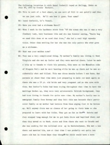 Transcript of the interview, redacted to remove names as was requested in the release form.