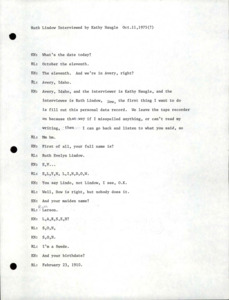 Transcript of the interview with Ruth Evelyn Lidlow.