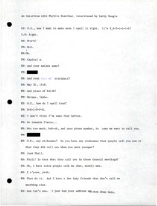 Transcript of the interview, redacted to remove names as requested in the release form.