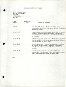 Detailed summary index and transcript of the interview with Susan Lucille Morris.