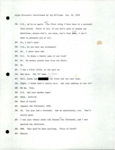 Transcript of the interview, redacted to remove names as was requested in the release form.