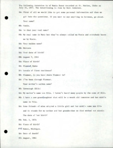 Transcript of the interview with Mary (Mamie) Resor.