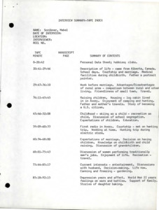 Detailed summary index and transcript of the interview with Mabel Louise Scribner.