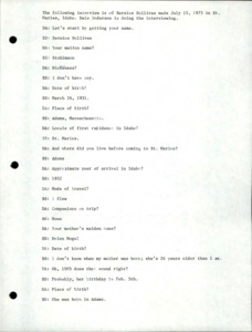 Transcript of interview with Bernice Sullivan.