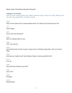 Transcript of the interview. Note that transcript was produced by Otter.ai and may contain discrepancies. University of Idaho Special Collections and Archives is currently working to polish and clean up all transcripts in this collection.