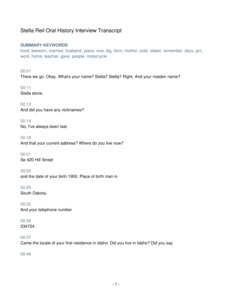 Transcript of the interview. Note that transcript was produced by Otter.ai and may contain discrepancies. University of Idaho Special Collections and Archives is currently working to polish and clean up all transcripts in this collection.