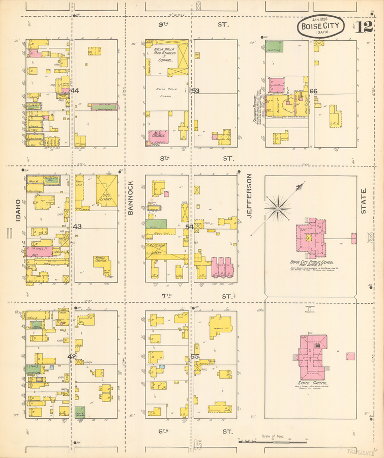 dwelling; female boarding; hand printing; shooting gallery; barber; fruit; tailor; meat; grocery and candy; cobbler; candy; chinese; upholstering; dentist; city livery; storage; wagon shed; wash house; episcopal church; hardware; plumbing and tin shop; restaurant; lodging; undertaker; repair; livery; methodist episcopal church; feed stables and corral; cabin; theatre; public school; state capitol;