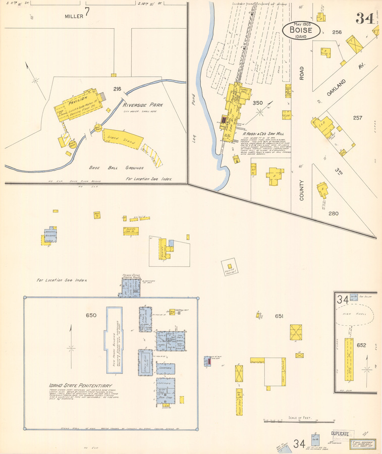 base ball grounds; pavilion; state penitentiary; dwelling; wash house; coal; apiary; guard quarters; guard cook house; office; solitary cell; laundry; tailor; bakery; barber; cells; office; green house; female cells; infirmary; library; wagon shed; shed; hen house; hound kennel; ice house; lumber yard; lumber shed; saw mill; out house;