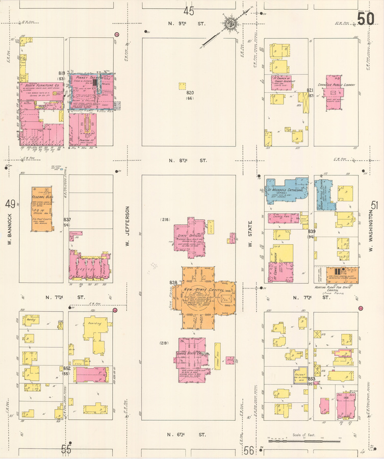 dwelling; office; theatre; shed; printing; furniture; post office; federal building; lodging; boarding; out house; state capitol; state offices; new state capitol; storage shed; public library; coal shed; church; cathedral; church of christ scientist; heating plant; congregational church;