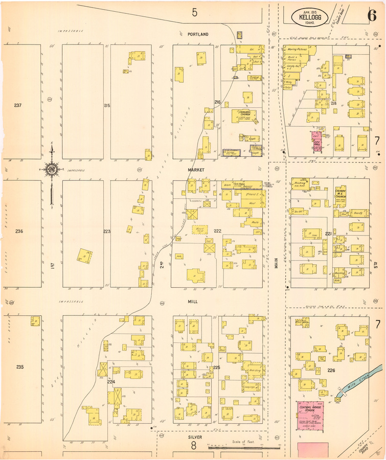 dwelling; saloon; restaurant; printing; congregational church; cellar; carpenter; garage; moving pictures; music and pianos; candy factory; milly; tailor; doctor's office; methodist episcopal church; boarding; city hall; auto; second hand store; black smith; photographer; office; wood yard; lodging; grade school; cement block factory