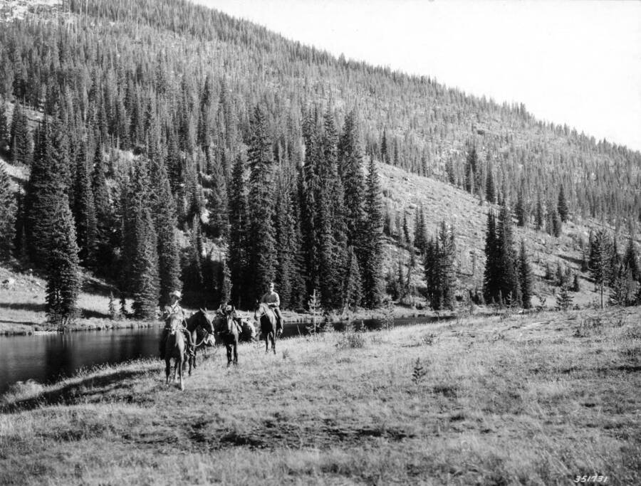 Elk hunters returning with the kill, Hoodoo Lake Selway-Bitterroot Primitive Area , Swan, K. D., 1937