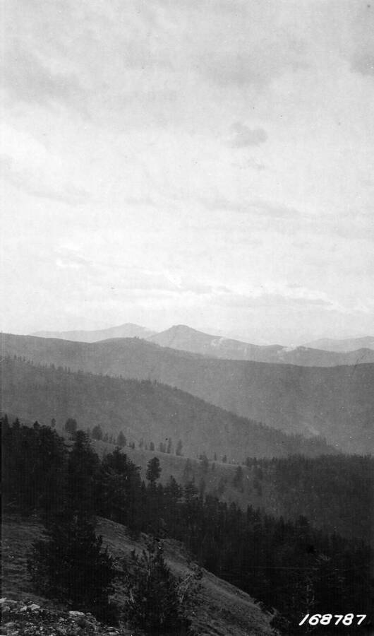 Castle Rock as seen  from Nez Perce Peak, Salmon Mountain District, Flint, Howard, 1922