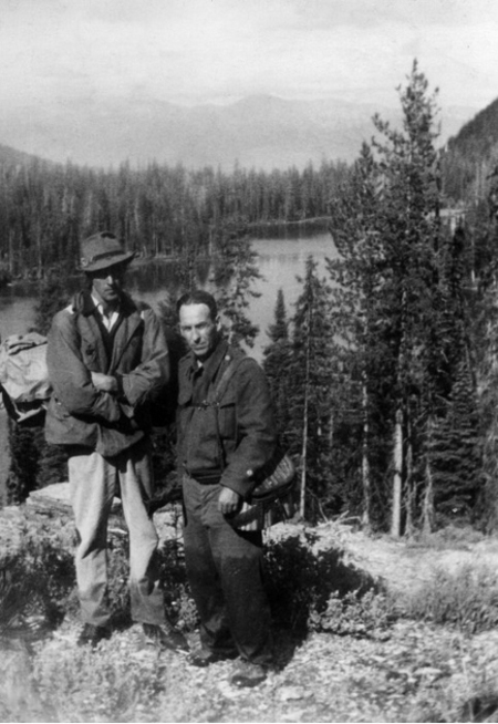 Norman MacLean (right) with George Croonenberghs at Diana Lake, Montana in 1949. Photo included in the Norman MacLean Reader.