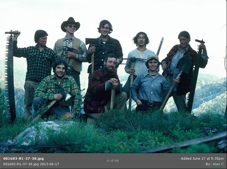 Work crew in the field, ca 1985.