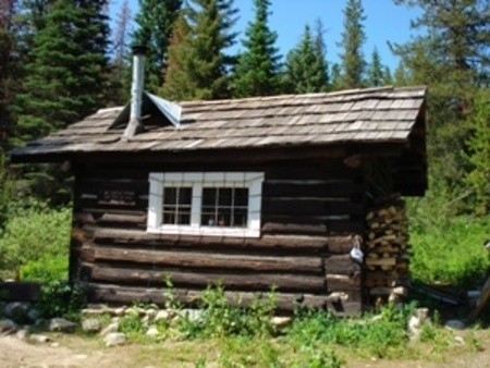 Backwoods cabin still standing at Horse Camp. Cabins like these that survived are used for volunteers.