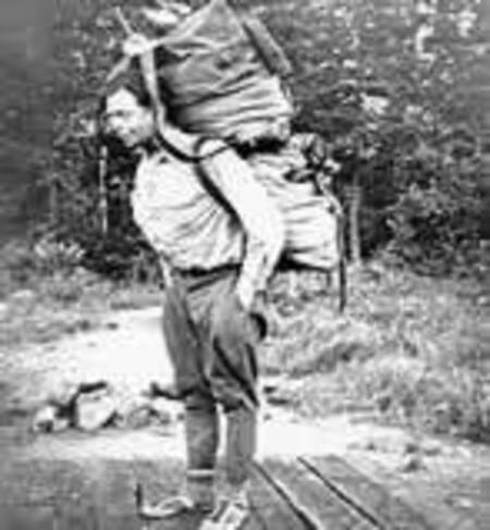 Bob Marshall backpacking. ca. 1930.