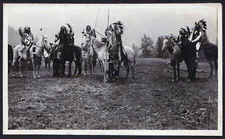 A gathering of Nez Perce people near Kamiah, Idaho, ca. 1920's. Photo by Alvin Renshaw. Photo courtesy of Allen Renshaw.