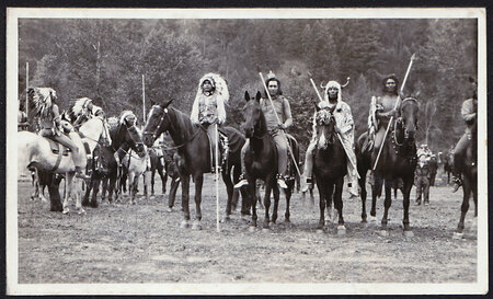 A gathering of Nez Perce people near Kamiah, Idaho, ca. 1920's. Photo by Alvin Renshaw. Photo courtesy of Allen Renshaw.