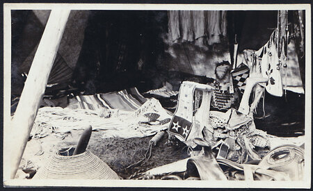 A gathering of Nez Perce people near Kamiah, Idaho, ca. 1920's. Photo by Alvin Renshaw. Photo courtesy of Allen Renshaw.