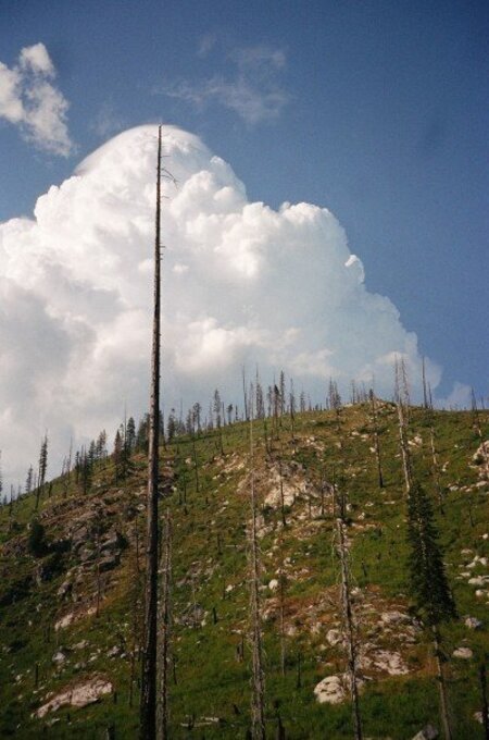 Thunderstorm and hail coming over ridge at Three Links.  Photo courtesy Josh Dolezal