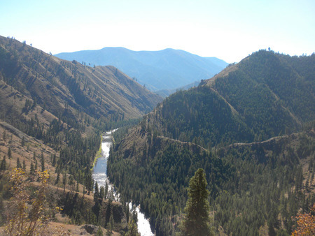 Looking south on the Selway River from Elevator Mountain
