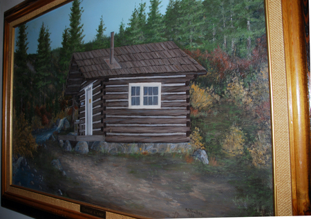 Connie's wilderness outpost, "Horse Camp," painted by Mel Fowlkes in 1990