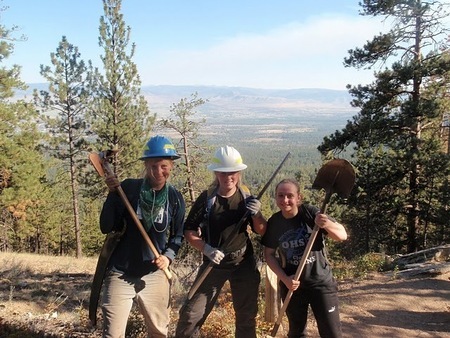 The mighty restoration trio on Blodgett Canyon Overlook trail.