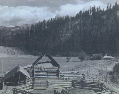 The construction of the barn Selway Lodge in the 1940s