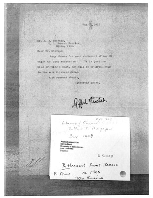 Letter from E.A. Sherman to Gifford Pinchot.