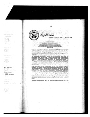 Here Penney is protesting the proposed release of the Meadow Creek area from wilderness status. He describes his ancestors' relationship to the region as well as more recent efforts by the local Nez Perce to increase the number of salmon in the area.