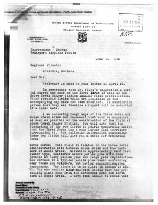 This collection has been marked with the intention of showing a brief summary of correspondence regarding the extension of a pair of landing fields in the SBW area. There are many such documents throughout Dennis's boxes, and these are just an example to show the logistical and ethical concerns that often have gone in to making such decisions.