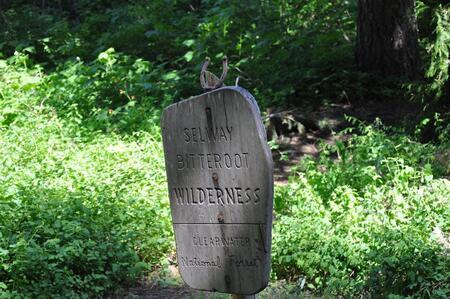 Sign marking the boundary of the Selway-Bitterroot Wilderness