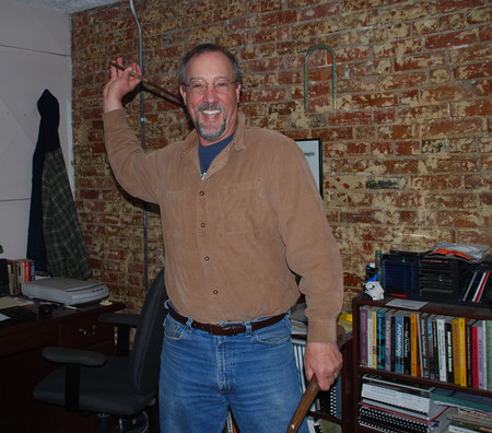 Matt Root in 2011 holding a reproduction of a Native American spear. Photo courtesy of Debbie Lee
