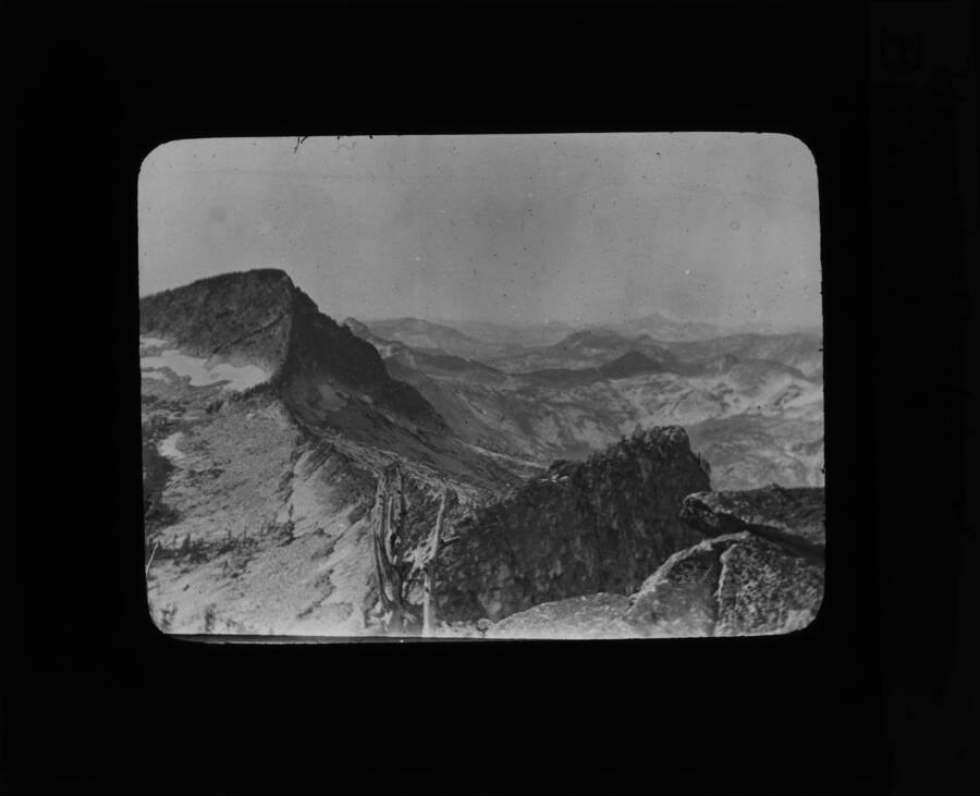 The glass slide reads: 'Higgest peaks of Bitterroots.'