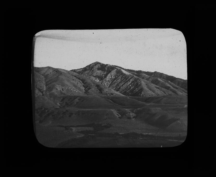 The glass slide reads: 'Near view of Provo and Logan terraces.'