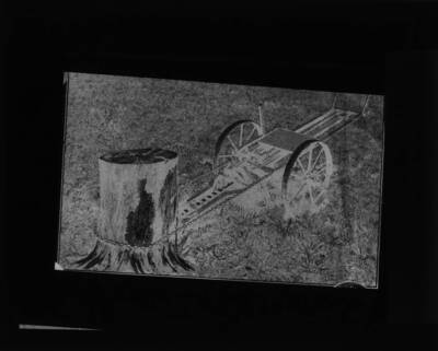 The glass slide reads: 'Machine for boring stumps attached.'