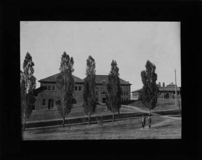 The glass slide reads: 'College of Agriculture in center Metalurgical Mill left, Assay Bldg.'