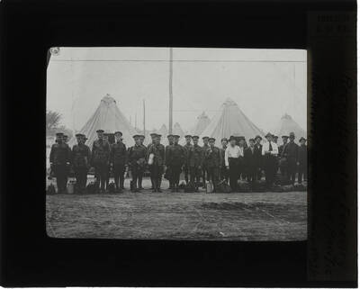 The glass slide reads: 'Recruits for the Forestry Regiment from the Pacific Northwest. American Univ. Wash. D.C.'